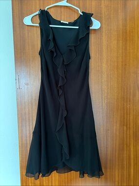 Aritzia Wilfred Black Ruffle-Front Dress